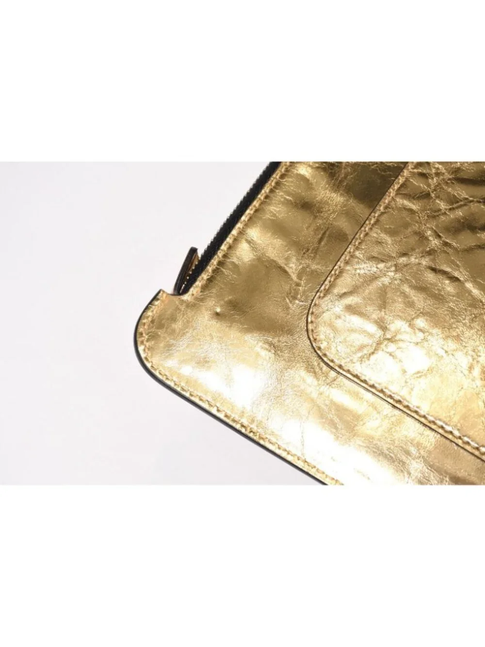 Chanel Votez Coco Clutch CC Logo Crinkle Leather Metallic Gold